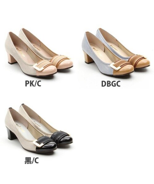 atmos（アトモス）の「JELLY BEANS x atmos girls 太ヒールバックルパンプス　3色展開（JELLY BEANS x atmos girls 太ヒールバックルパンプス　3色展開・メンズ・黒/Ｃ/DBGC/PKC/PK/C・24.5cm/22.5cm/23.0cm/23.5cm/24.0cm）」の2枚目の写真