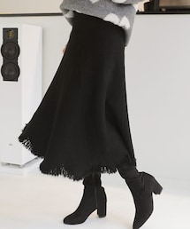 DHOLIC | フリンジヘムニットフレアスカート(スカート)