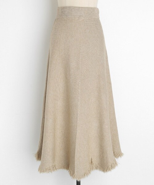 DHOLIC（ディーホリック）の「フリンジヘムニットフレアスカート（スカート・レディース・ブラック/ベージュ/グレー・FREE）」の3枚目の写真