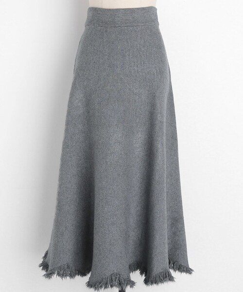 DHOLIC（ディーホリック）の「フリンジヘムニットフレアスカート（スカート・レディース・ブラック/ベージュ/グレー・FREE）」の2枚目の写真
