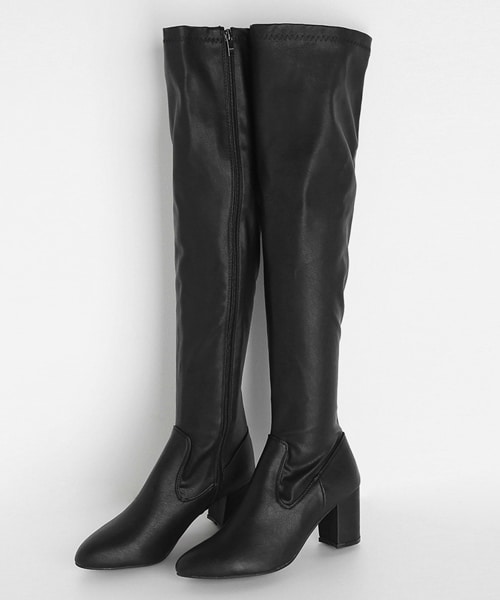 DHOLIC（ディーホリック）の「2TYPEブラックスリム二ーハイブーツ（ブーツ・レディース・ブラック/その他・225/230/235/240/245/250）」の2枚目の写真