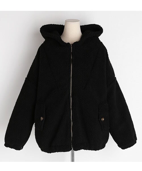 DHOLIC（ディーホリック）の「ボアフードジップアップ（パーカー・レディース・ホワイト/ブラウン/ブラック・FREE）」の2枚目の写真