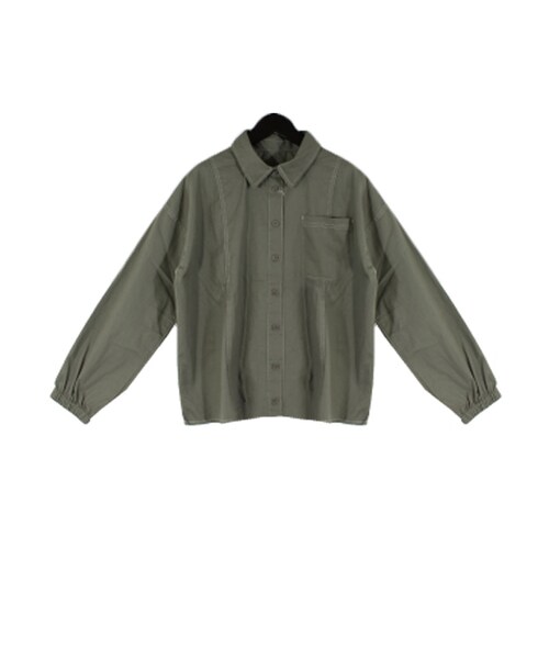 STYLEBLOCK（スタイルブロック）の「綿ツイルステッチブラウス（シャツ/ブラウス・レディース・ホワイト/サックスブルー/カーキ/ブラック・M）」の3枚目の写真