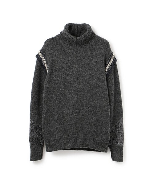 muller of yoshiokubo（ミュラーオブヨシオクボ）の「【muller of yoshiokubo】ショルダービジューニット（ニット/セーター・レディース・ベージュ/ブラック・38）」の2枚目の写真