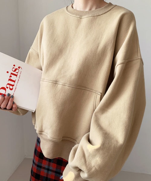 DHOLIC（ディーホリック）の「裏起毛マフポケットスウェット（スウェット・レディース・オレンジ/ベージュ/ホワイト/ブルー・FREE）」の3枚目の写真