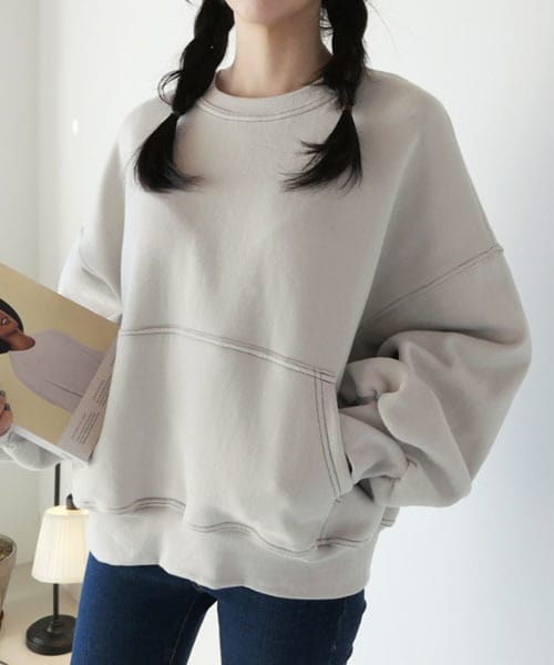 DHOLIC（ディーホリック）の「裏起毛マフポケットスウェット（スウェット・レディース・オレンジ/ベージュ/ホワイト/ブルー・FREE）」の2枚目の写真