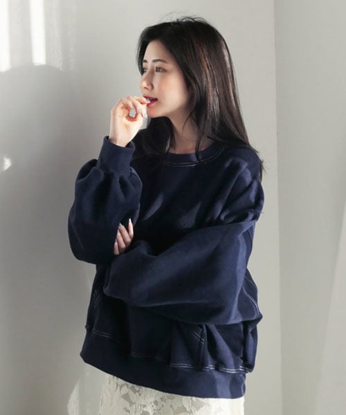 DHOLIC（ディーホリック）の「裏起毛マフポケットスウェット（スウェット・レディース・オレンジ/ベージュ/ホワイト/ブルー・FREE）」の4枚目の写真