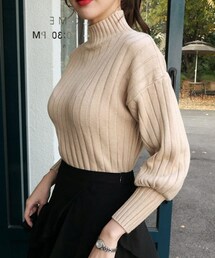 DHOLIC | パフスリーブハイネック二ット(ニット/セーター)