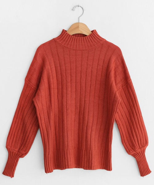 DHOLIC(ディーホリック)の「パフスリーブハイネック二ット(ニット/セーター・レディース・ベージュ/イエロー/ホワイト/ブルー/レッド/ブラック・FREE)」の6枚目の写真