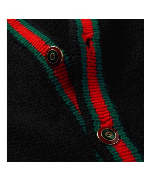 GUCCI（グッチ）の「Gucci Stripe-Trimmed Cable-Knit Wool Cardigan（カーディガン/ボレロ・メンズ・Black・XXL/M）」の4枚目の写真