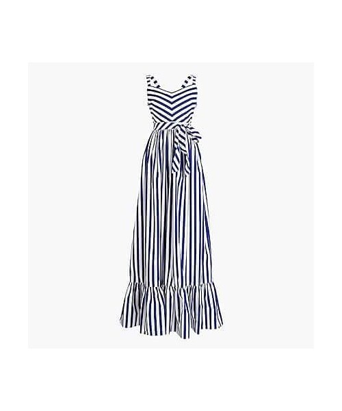 j crew striped ruffle maxi dress