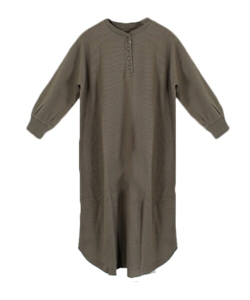 STYLEBLOCK（スタイルブロック）の「サーマルヘンリーネックワンピース（ワンピース・レディース・アイボリー/グレー/カーキ/ブラック・M）」の4枚目の写真