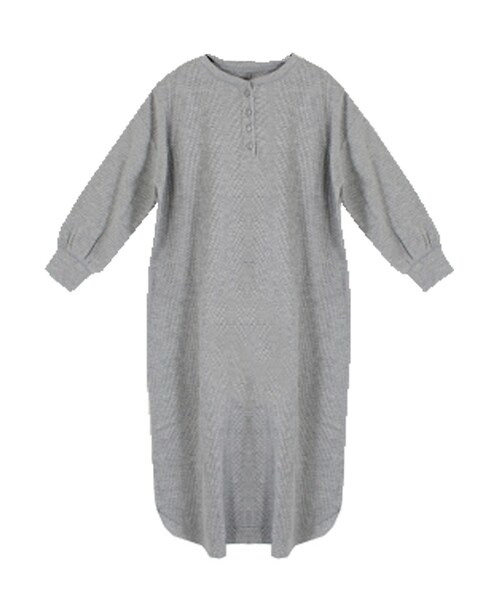 STYLEBLOCK（スタイルブロック）の「サーマルヘンリーネックワンピース（ワンピース・レディース・アイボリー/グレー/カーキ/ブラック・M）」の3枚目の写真