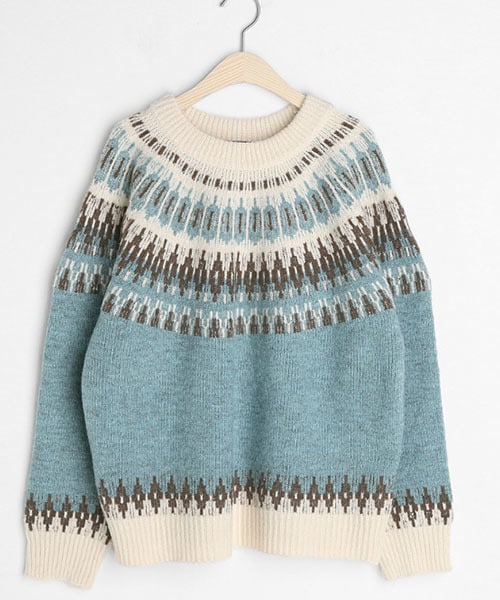 DHOLIC（ディーホリック）の「ノルディックパターンラグラン二ット（ニット/セーター・レディース・ピンク/ブルー/ベージュ・FREE）」の3枚目の写真