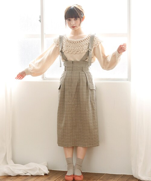 Crisp（クリスプ）の「ラッフルクロシェニット（ニット/セーター・レディース・パープル/アイボリー・FREE）」の3枚目の写真