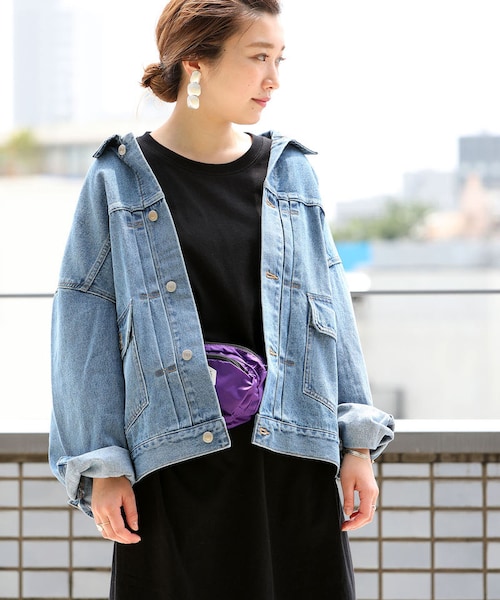 フリークスストア  ビッグシルエットデニムジャケット　ネイビー FREAK'S STORE デニムジャケット gジャン WEB限定 ビッグ
