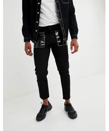 asos | ASOS DESIGN slim jeans in black with vinyl pockets(デニムパンツ)