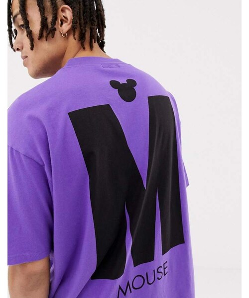 Bershka（ベルシュカ）の「Bershka Mickey Mouse oversized t-shirt in purple with front and back print（Tシャツ/カットソー・メンズ・Purple・M/XS/S/XL/L）」の4枚目の写真