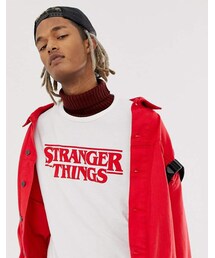 PULL&BEAR | Pull&Bear X Stranger Things logo t-shirt in white(Tシャツ/カットソー)