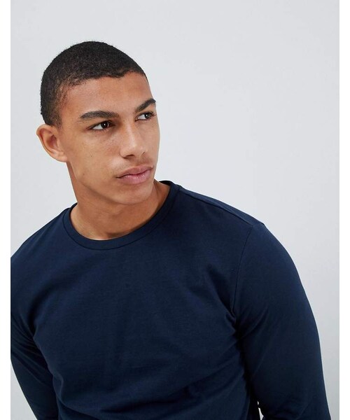 asos（エイソス）の「ASOS DESIGN long sleeve t-shirt with crew neck in navy（Tシャツ/カットソー・メンズ・Blue・M/XS/L/S/XL/XXS）」の4枚目の写真