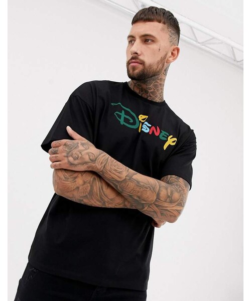 asos（エイソス）の「ASOS DESIGN Disney oversized t-shirt with rainbow text（Tシャツ/カットソー・メンズ・Black・M/XL）」の2枚目の写真