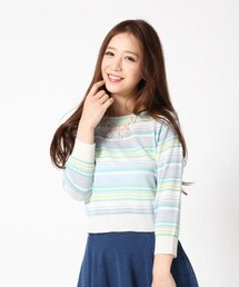 Heather | マルチボーダーニット７分袖(トップス)