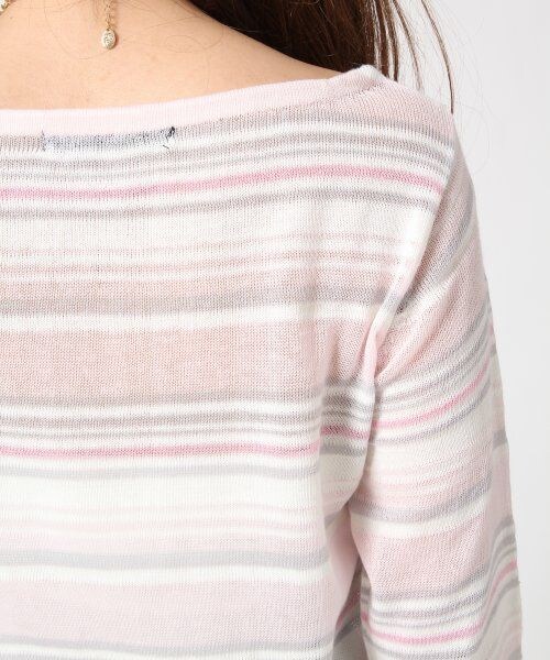 Heather(ヘザー)の「マルチボーダーニット7分袖(トップス・レディース・ピンク/ブルー・F)」の9枚目の写真