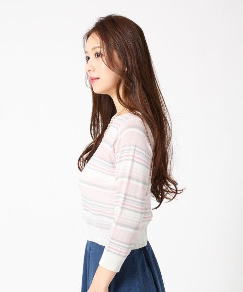 Heather(ヘザー)の「マルチボーダーニット7分袖(トップス・レディース・ピンク/ブルー・F)」の3枚目の写真