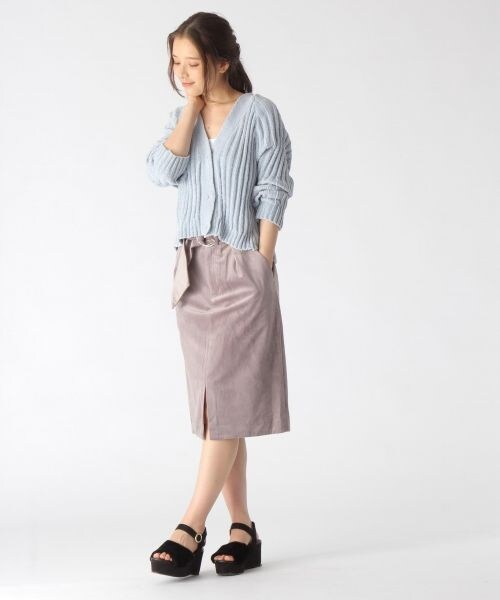 mysty woman（ミスティウーマン）の「ベルト付ベロアタイトスカート（スカート・レディース・ピンク系/ネイビー・F）」の3枚目の写真