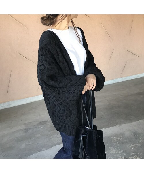 copine（コピン）の「ローゲージざっくりケーブルニットカーディガン（2color）（ニット/セーター・レディース・その他）」の2枚目の写真