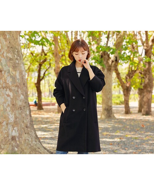 HOTPING（ホッピン）の「ダブルブレストロングコート（その他アウター・レディース・Blue/Grey/Black/Brown・フリーサイズ/XL-2XL）」の2枚目の写真