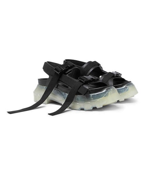Rick Owens,Rick Owens Tractor Webbing-Trimmed Leather Sandals - WEAR