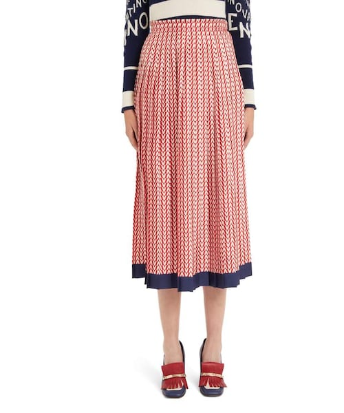 スカート Valentino Garavani Silk Twill Pleated Skirt Valentino Garavani Optical Degrade Chevron Silk Twill Skirt