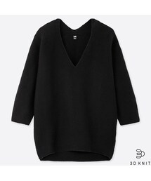 UNIQLO | 3DコットンコクーンVネックセーター（7分袖）(ニット/セーター)