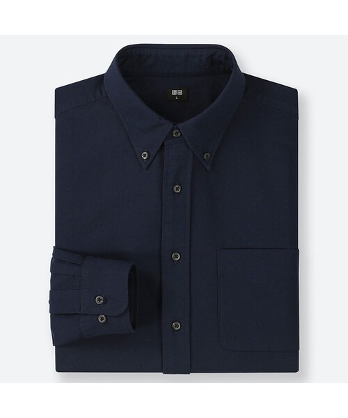 UNIQLO（ユニクロ）の「オックスフォードシャツ（ボタンダウン・長袖）（シャツ/ブラウス・メンズ・OFF WHITE 01/PINK 12/BLUE 68/GRAY 06/BLUE 64・XL/S/M/L/XS/3XL/4XL/XXL）」の3枚目の写真