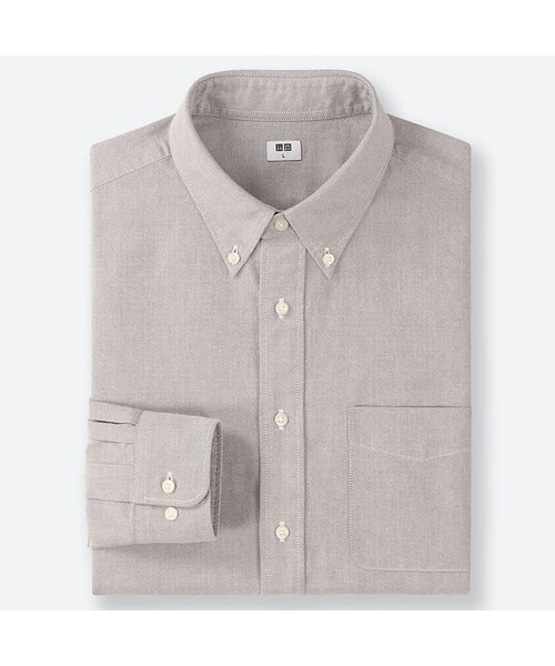 UNIQLO（ユニクロ）の「オックスフォードシャツ（ボタンダウン・長袖）（シャツ/ブラウス・メンズ・OFF WHITE 01/PINK 12/BLUE 68/GRAY 06/BLUE 64・XL/S/M/L/XS/3XL/4XL/XXL）」の2枚目の写真