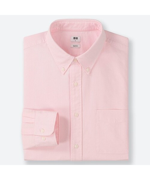 UNIQLO（ユニクロ）の「オックスフォードスリムフィットシャツ（ボタンダウン・長袖）（シャツ/ブラウス・メンズ・OFF WHITE 01/PINK 12/GRAY 06/BLUE 68/BLUE 64・M/S/3XL/XXL/XL/XS/L/4XL）」の5枚目の写真