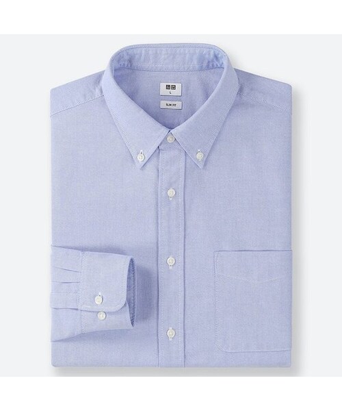 UNIQLO（ユニクロ）の「オックスフォードスリムフィットシャツ（ボタンダウン・長袖）（シャツ/ブラウス・メンズ・OFF WHITE 01/PINK 12/GRAY 06/BLUE 68/BLUE 64・M/S/3XL/XXL/XL/XS/L/4XL）」の4枚目の写真