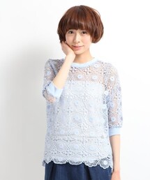 LOWRYS FARM | ケミカルレースリブプルオーバー７分袖(トップス)