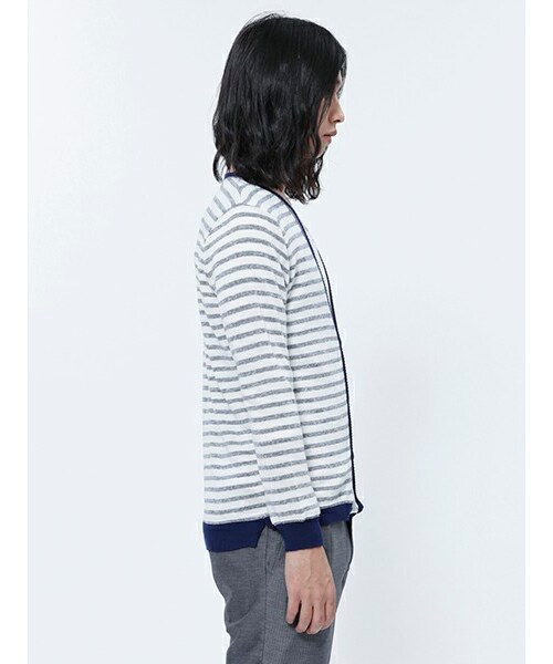 Johnbull Private labo(ジョンブルプライベートラボ)の「ダブルフェイスボーダーカーディガン(15884)(トップス・メンズ・W.ネイビー/ネイビー・M/L)」の3枚目の写真