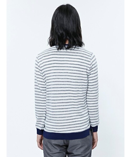 Johnbull Private labo(ジョンブルプライベートラボ)の「ダブルフェイスボーダーカーディガン(15884)(トップス・メンズ・W.ネイビー/ネイビー・M/L)」の4枚目の写真