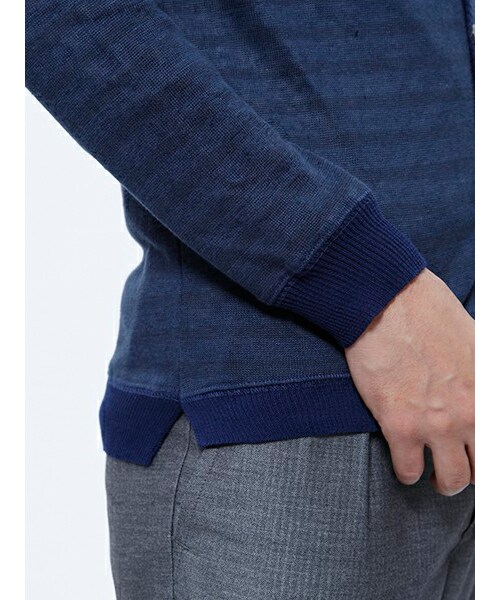 Johnbull Private labo(ジョンブルプライベートラボ)の「ダブルフェイスボーダーカーディガン(15884)(トップス・メンズ・W.ネイビー/ネイビー・M/L)」の7枚目の写真