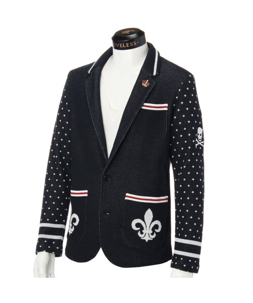 GUILD PRIME（ギルドプライム）の「【LOVELESS】MENS ジャカードニットジャケット（トップス・メンズ・ネイビー/ブラック・1/2/3）」の3枚目の写真