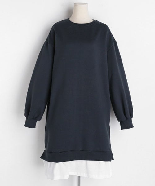 DHOLIC(ディーホリック)の「裏起毛レイヤードスウェットワンピース(ワンピース・レディース・ブルー/ピンク/ブラック・FREE)」の2枚目の写真