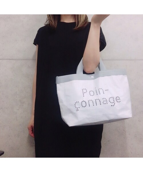 PONSEN（ポンセン）の「レッスンバッグ（ハンドバッグ・レディース・ホワイト/ブラック・W37(29)×H24×D11cm）」の3枚目の写真