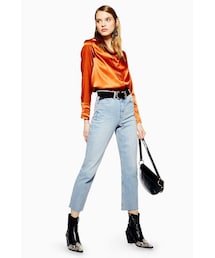 TOPSHOP | Topshop Bleach Raw Hem Straight Leg Jeans(デニムパンツ)