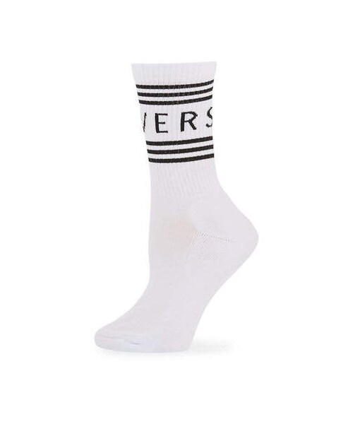 VERSACE(ヴェルサーチ)の「Versace Collection Short Socks w/ Striped Logo Cuff(レッグウェア・レディース・Pink/Black/White・Medium/Small/Large)」の2枚目の写真
