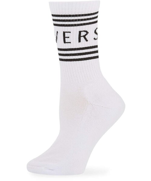 VERSACE(ヴェルサーチ)の「Versace Collection Short Socks w/ Striped Logo Cuff(レッグウェア・レディース・Pink/Black/White・Medium/Small/Large)」の5枚目の写真
