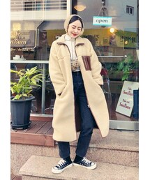 HOTPING | ハイネックロングボアジャケット(ブルゾン)