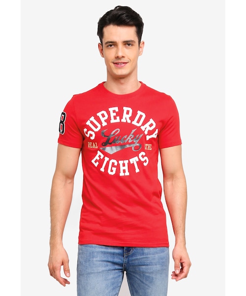 SUPERDRY LUCKY 8S VARSITY CNY TEE State Red T-Shirt